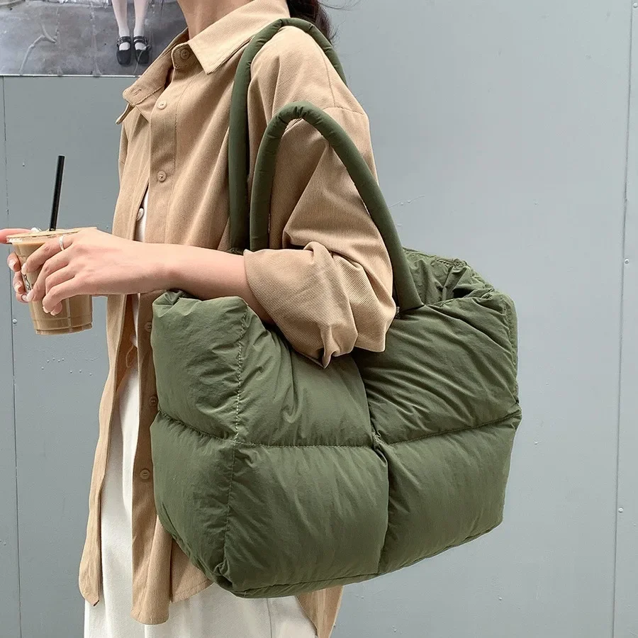 Luxury Bags Tote - Cotton Padded Tote Large Quilted Women